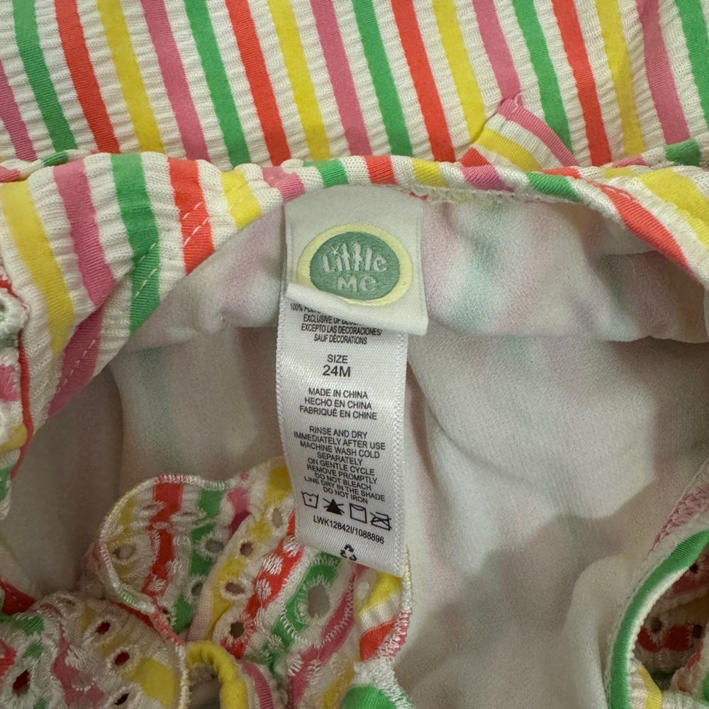 Little Me Striped Ruffle One Piece - Picture 3 of 3